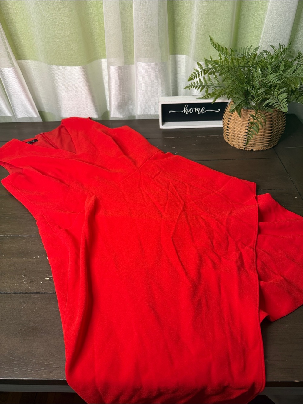 Teri Jon Red Sleeveless V-Neck Dress